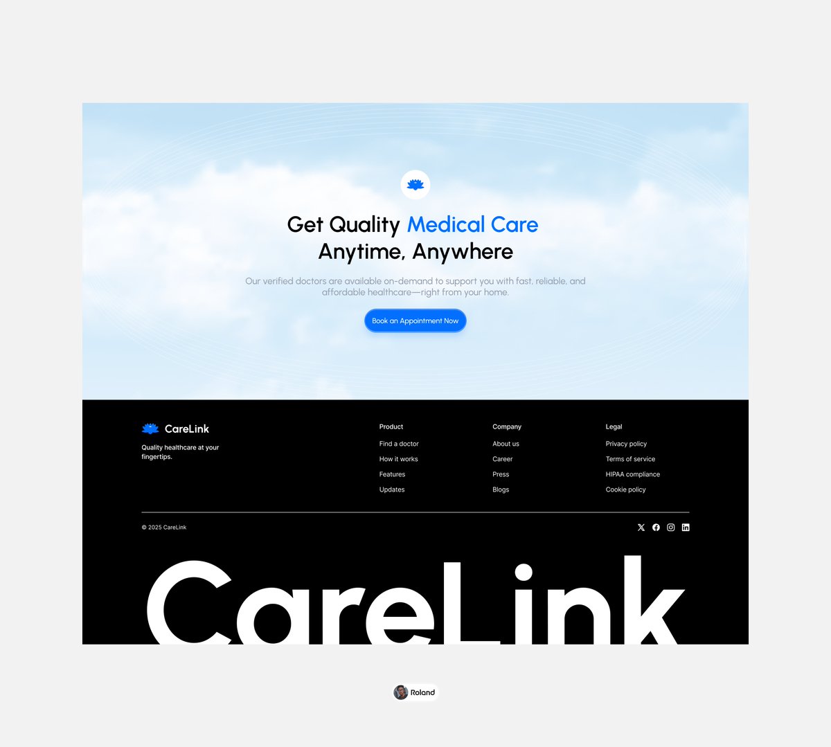 Work is done ☑️

Just completed a full telehealth landing page for CareLink, built to help users connect with licensed doctors anytime, anywhere 

GM fam 🫡✨