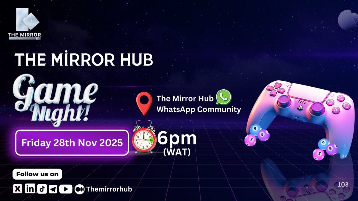 Gm X
Have your life been boring lately??
We have something for you 👇🙂

get ready for………. GAME NIGHT with  <a href="/themirrorhub/">The Mirror Hub</a> 

Picture a group of different individuals all joined together in one WhatsApp group having fun and getting rewarded for being the best at it

We’ve saved