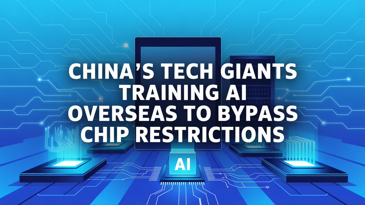 guru99com's tweet image. China’s Tech Giants Training AI Overseas to Bypass Chip Restrictions
🌍 Top Chinese firms are reportedly shifting AI‑model training abroad — trying to access advanced chips unavailable at home amid global restrictions. 🛠️💡
#AIInfrastructure #TechNews #AIChips