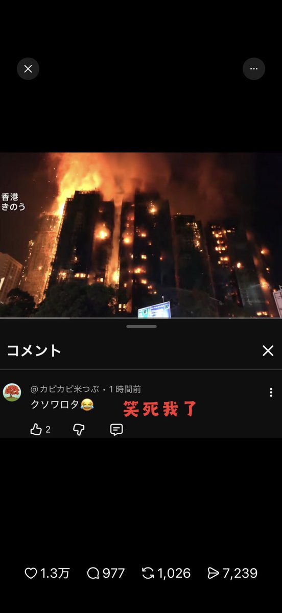 まだ煙が燻る高熱高温の中、生存者確認のため重装備で高層住宅を一階一階自らの足で歩く消防士や集まった支援物資を夜を徹して自発的に分配•運搬する一般市民、自らも被災している身で近隣の人を慰める人達を前に同じことが言える？同じことができる？日本はいつからこんなに心が貧しくなったの？