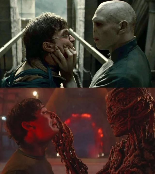 SThingsMeme's tweet image. Noah Schnapp teases that the connection between Will and Vecna mirrors Harry Potter and Voldemort, and it will be more obvious in Volume 2.