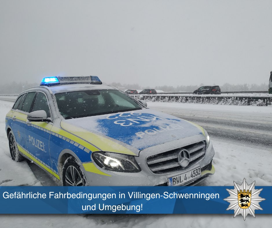 ❗🚗 Achtung, glatte Straßen! In Villingen-Schwenningen kam es aufgrund des Wetters zu mehreren Verkehrsunfällen. Bitte fahrt vorsichtig, haltet Abstand und passt eure Geschwindigkeit den Bedingungen an! Winterreifen nicht vergessen! 🌧️❄️  #Villingen #Schwenningen #Polizei