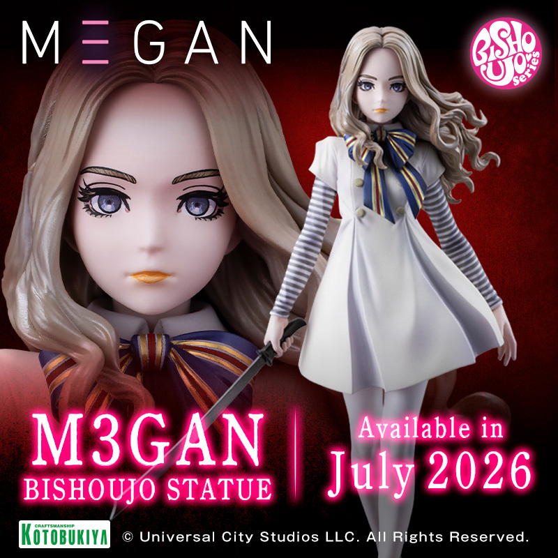 kotobukiyas's tweet photo. ＼PRE-ORDERS OPEN／
From M3GAN, the beautiful AI doll M3GAN joins the HORROR BISHOUJO series!

Order M3GAN BISHOUJO STATUE directly from Kotobukiya US for a bonus face part!