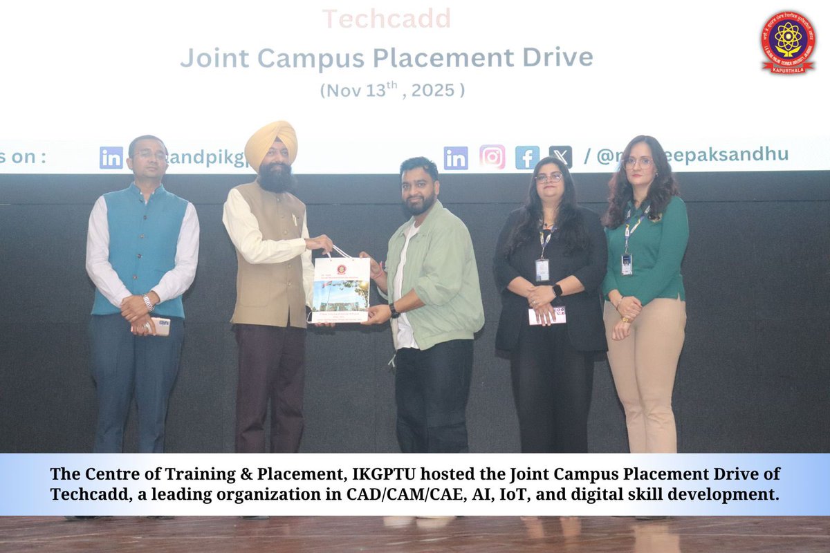 IKGujralPTU's tweet image. Techcadd × IKGPTU | Joint Campus Placement Drive 

A day of innovation &amp;amp; opportunities as Techcadd visited IKGPTU for their campus drive!
Keynote was given by Mr. Gourav Gupta.

40 students shortlisted for the final round — proud moment for our campus!

#IKGPTU #Techcadd