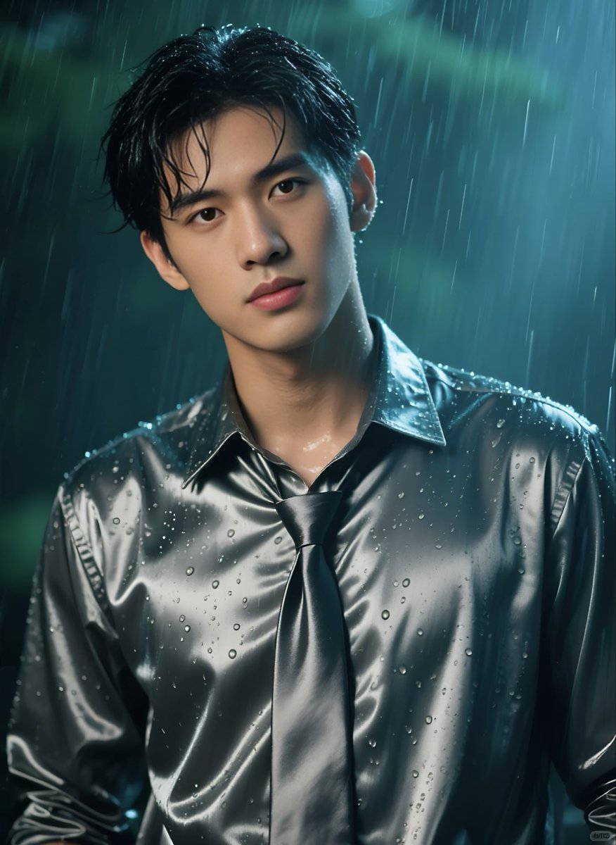 🌧️🌧️🌧️ #rain #satin #handsome #wet