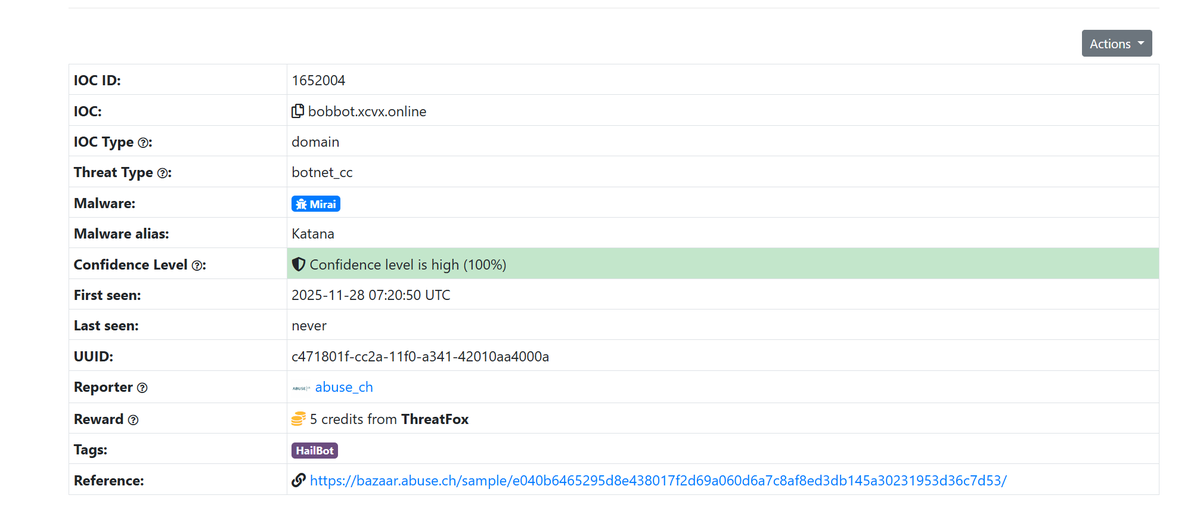 banthisguy9349's tweet image. bobbot[.]xcvx[.]online
xcvx[.]online

3 malware samples communicating to @Namecheap registered domain virustotal.com/gui/domain/bob…

#hailbot #botnet 

cc: @abuse_ch