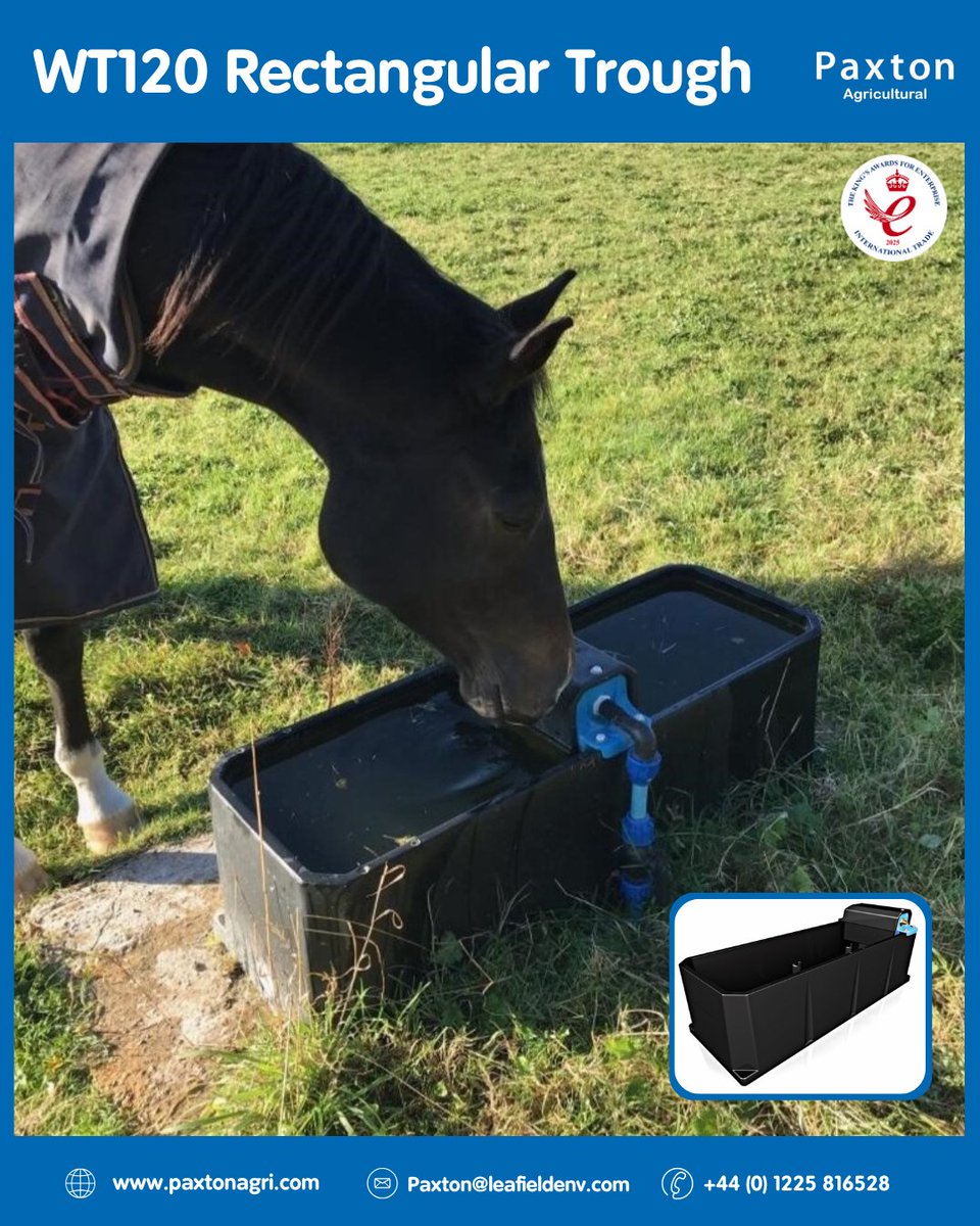 WT120-R Rectangular Drinking Trough holds 120L with a tough double-skin design. Moveable ballcock allows Centre-Fill or End-Fill and includes a 50mm drainage outlet with plug.

Find out more 👇
paxtonagri.com/product/wt120r…

#livestock #agriculture #drinkingtrough #ukmade