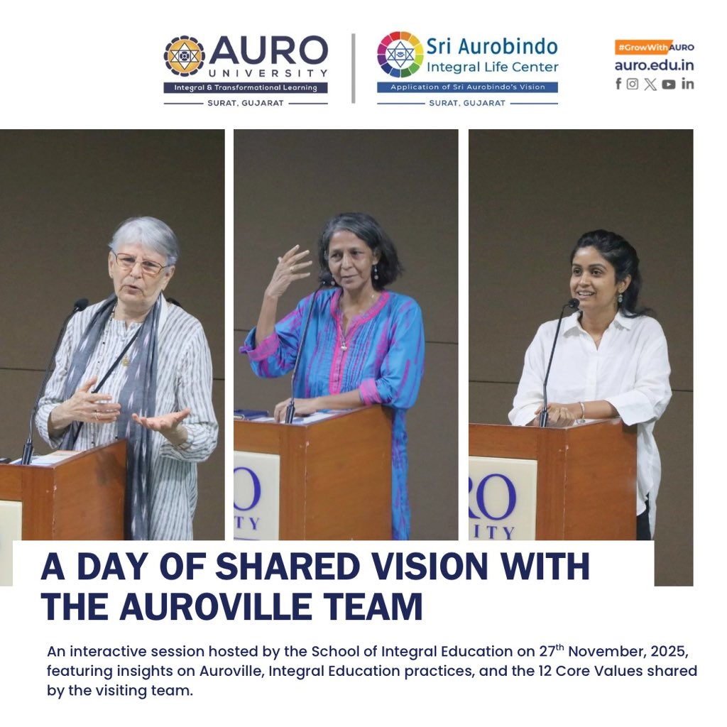 AuroUniversity's tweet image. A meaningful session with the Auroville team at AURO University, exploring Integral Education &amp;amp; the 12 Core Values.
Thank you for inspiring us toward conscious, holistic learning.

#auro #auroville #integraleducation #holisticlearning #growwithauro
