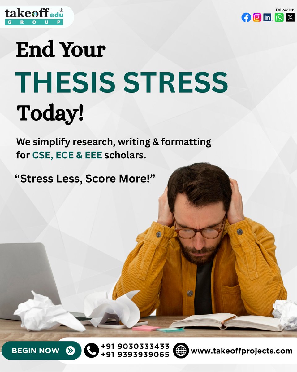 takeoffedugroup's tweet image. Thesis stress taking over? 😣
Get expert help for research, writing &amp;amp; formatting in CSE | ECE | EEE.

📩 DM us to start now!
For more info:
📞 9030333433
🌐 takeoffprojects.com

#ThesisHelp #PhDLife #ResearchSupport #AcademicWriting #EngineeringResearch #TakeoffEduGroup