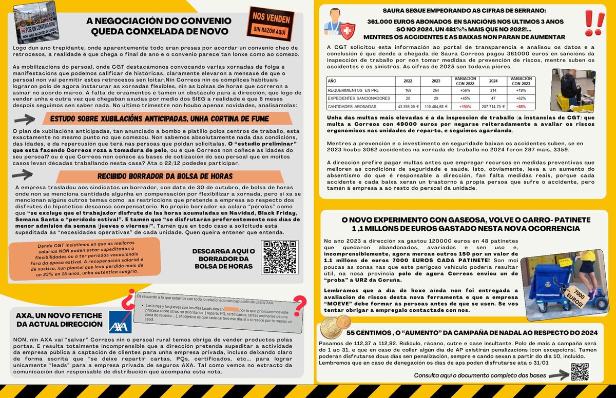 NOVO BUZÓN REBELDE, INVERNO 2025 🎄

-A bufanda sube... 55 céntimos! ☃️
-Falta de contratación 🙋🏼‍♂️
-Pacto salarial no sector público, un novo retroceso.💸
-Chega a nova ocorrencia, os patinetes-carriño xa están aquí🛴
-Saura multiplica por 5 as sancións da inspección de traballo🙈