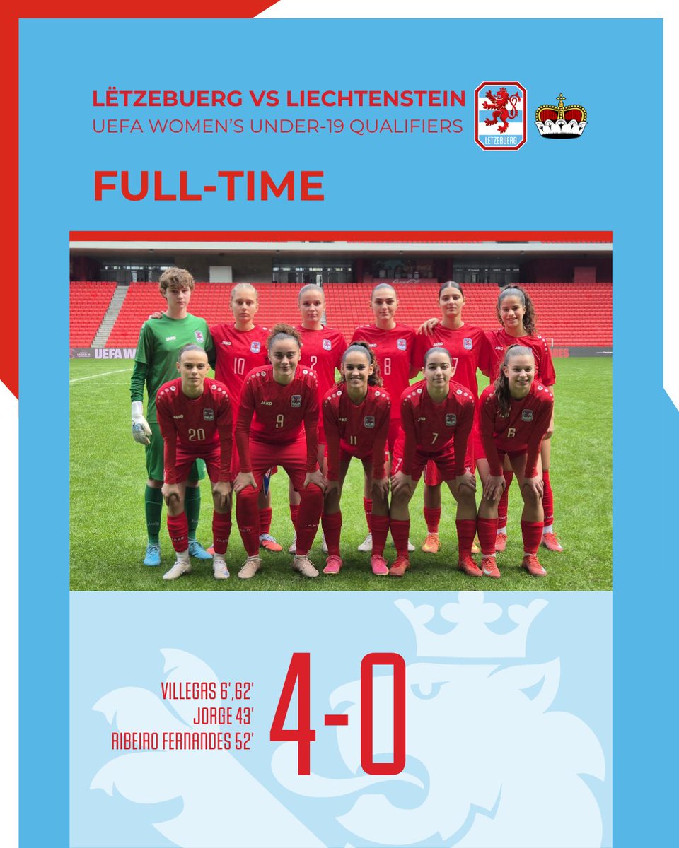 90' 🇱🇺🇱🇮 (4-0)

#RoudeLéiwHuelSe #U19Léiwinnen #LUXLIE