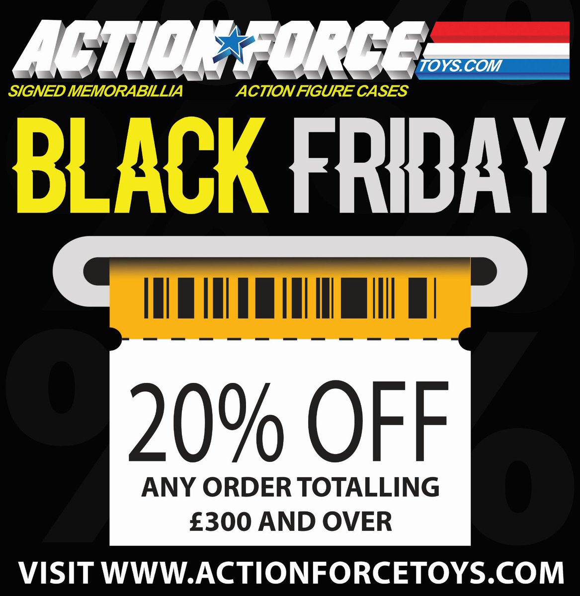 monopolyevents1's tweet image. 🎉 ACTION FORCE TOYS – BLACK FRIDAY MEGA SALE 2025! 🎉

It’s officially autograph-hunting season! 🕵‍♂✨ Starting TODAY and running until Midnight, Monday Dec 1st, we’re dropping a Black Friday offer you won’t want to miss…

💥 20% OFF when your order totals £300 or more! 💥