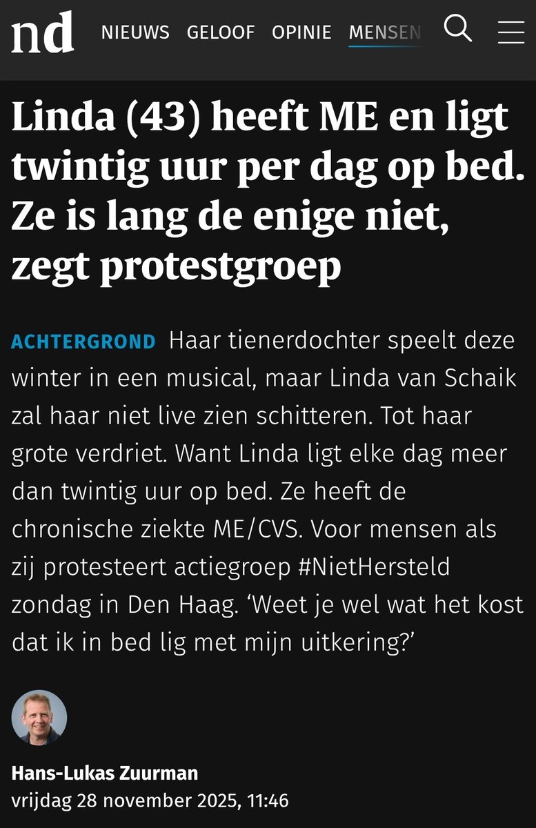 Draad met media rondom #PAISprotest, die door het weekend aangevuld wordt:

1) Interview in <a href="/ndnl/">Nederlands Dagblad</a> met Linda en Eva en huisarts Jojanneke Kant (vragendokter). Over de ziektelast, gebrek aan erkenning en de noodzaak van @niethersteld en het protest.