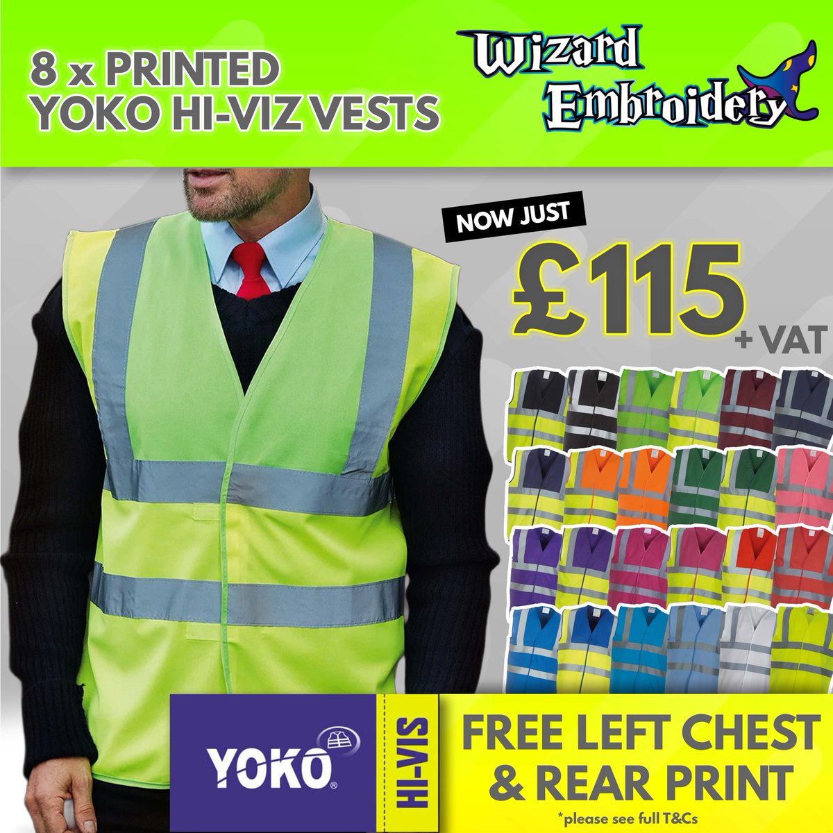 WizardEmb's tweet image. 8 x YOKO High-Visibility Vests complete with printed branding on the Left Chest and Rear!
Safety never looked so good! 🦺
wizardembroidery.co.uk/product-page/8…

#wizardembroidery #workwear #uniform #hiviz #highvisibilty #yoko #vests #ppe #safetywear #bundle