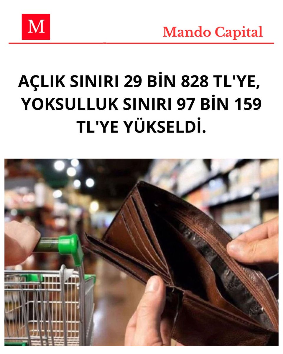 Açlık sınırı 29 bin 828 TL'ye, yoksulluk sınırı 97 bin 159 TL'ye yükseldi.
#papa #hayirlicumalar