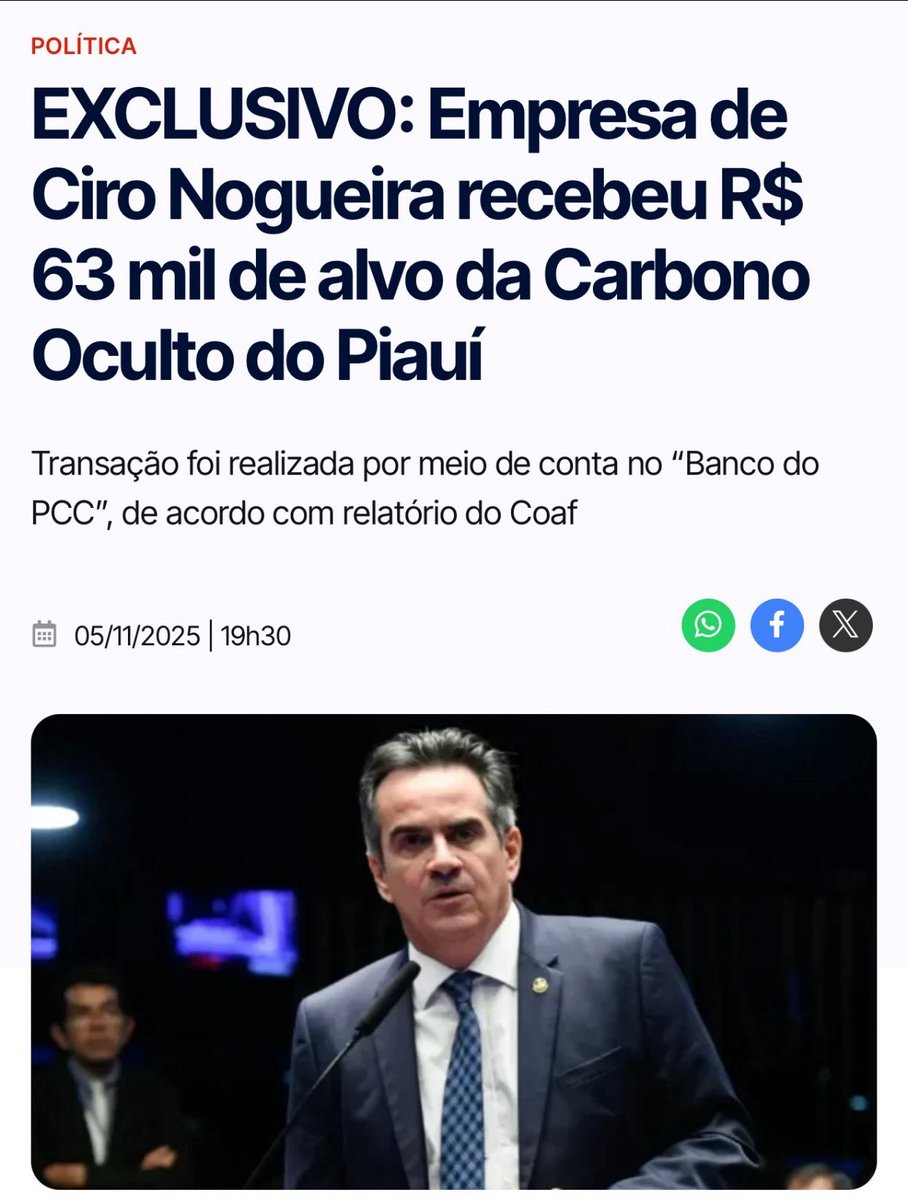 Henriy123's tweet image. O povo do querido estado do Piauí tem a obrigação moral de não reeleger Ciro Nogueira em 2026.