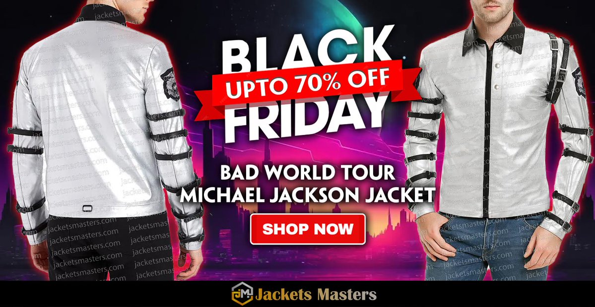 JacketsMasters's tweet image. #BlackFriday Hot offer Get 70% OFF on #BadWorldTour #MichaelJackson Satin Jacket.
&amp;lt;Shop From jacketsmasters.com&amp;gt;
jacketsmasters.com/product/michae…
#blackfridaydeals #blackfridaysales #blackfridayoffers #blackfridayshopping #BlackFridayDeals2025 #BlackFridays #blackfridayweekend