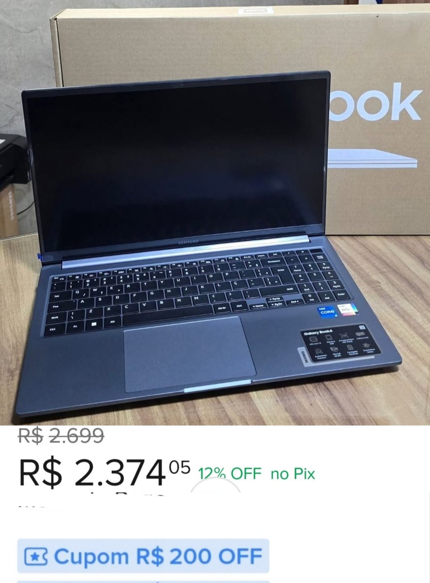 omelhornasuacs's tweet image. CORRE ! BOOK4 NO MENOR PREÇO DOS ÚLTIMOS TEMPOS 😱 

⚠️Aplique o cupom R$ 200 off

Notebook Samsung Galaxy Book4 Intel U300 Windows 11 Home, 8GB, 256GB SSD
🔥R$ 2.184,05
🛍️mercadolivre.com/sec/13GtbXF
⚫ofertas do dia 
tinyurl.com/27xxx4zz

#Promoção #notebook #sstvi #Tecnología…
