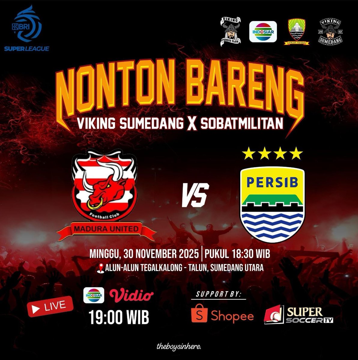 oi wargi sumedang, kami kembali!

Nonton Bareng Viking Sumedang
Minggu, 30 nov 2025
Alun Alun Tegalkalong (Sumedang Utara)
18:30 WIB sd Selesai
one man one flare