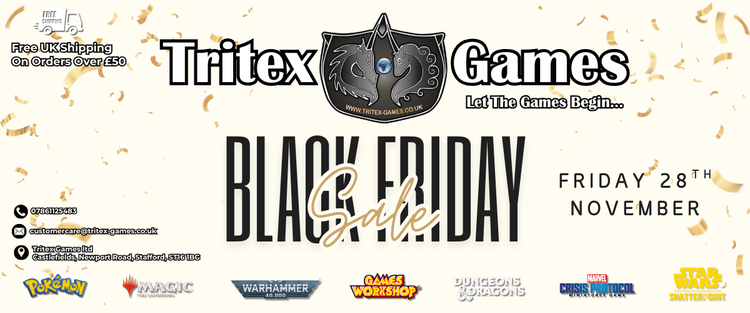 TritexGamesLtd's tweet photo. Tritex Games Black Friday Sale starts today with savings of up to 75% of over 1000 lines.
Check out the offers online here:
https://t.co/gHNd8IKhIw https://t.co/ygzNDzPCYH