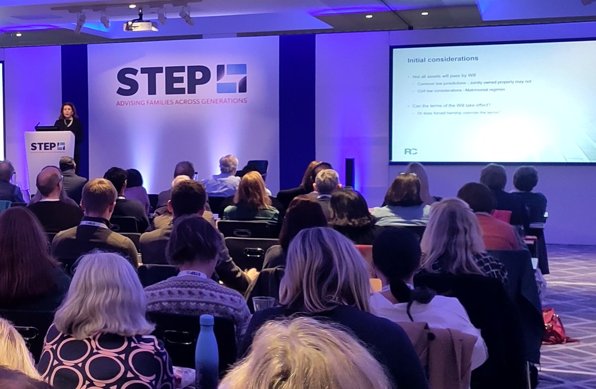STEPSociety's tweet photo. The STEP UK Tax, Trusts and Estates Conference continues in London, UK as Angharad Lynn TEP from @RussellCooke shares hints, tips and case studies when clients die with international assets and beneficiaries.
#STEPEvents #STEPTTE https://t.co/XOyNWAjToB