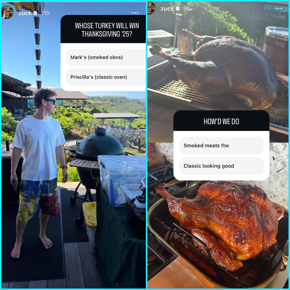 2Cool2Blog's tweet image. Mark Zuckerberg &amp;amp; his wife Priscilla
Chan made separate Turkeys for Thanksgiving