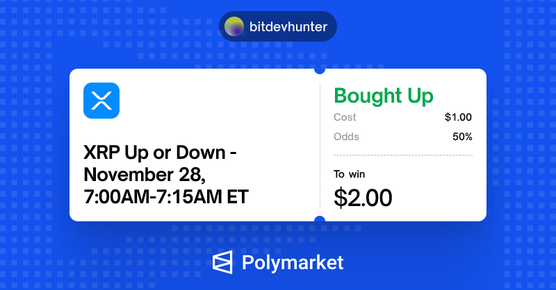 bitdevhunter's tweet image. I just put my money where my mouth is on @Polymarket.

Trade against me: poly.market/Rmb1Kpa