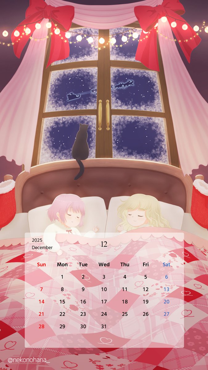 一年過ぎるのが早いよー😂
絵を描くだけで一年が終わってしまう
今日はクリスマスのイラストを描きました🎄🌟
12月のカレンダーにしたので良かったら使ってください🩷 
#イラスト #カレンダー