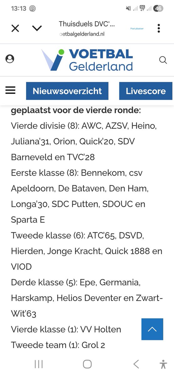 Loting 3e ronde districtsbeker KNVB Oost