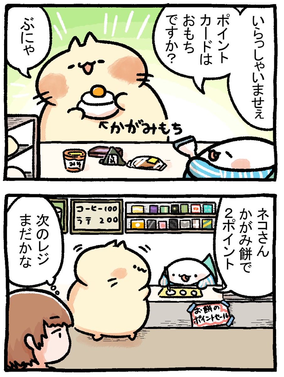 ポイントカードはお餅ですか？ #にゃんころーむ #にぎるくんのバイト