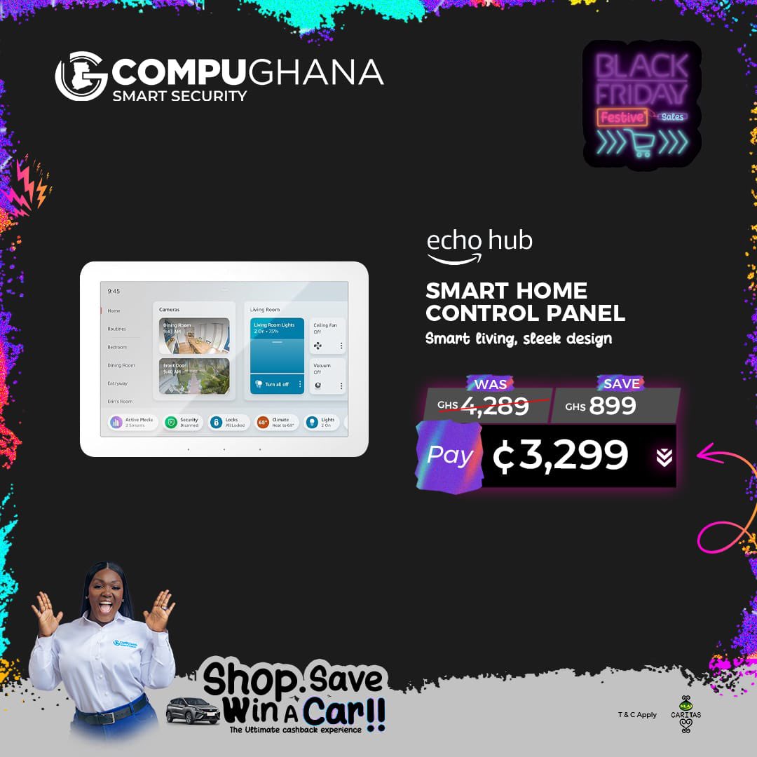 BineyKoby's tweet image. Smart living starts here—control your entire home from one sleek panel. Grab the deal now!
#CompuGhanablackfriday