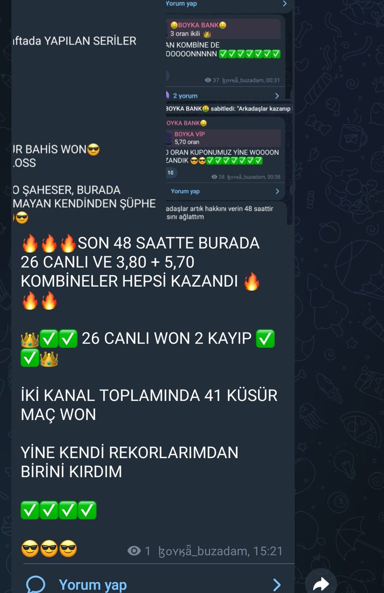 EVET YİNE VURGUNUN VURGUNUN SEN HALA ARAMIZA KATILMADIN Mİ? 

TERTEMİZ KAZANMAK SENİNDE HAKKIN, HERŞEY ÜCRETSİZ ANA KANALDA.. 

TIKLA
👇
t.me/+EIdx0nqVvLMwN…

#rolling #iddia #canlibahis #canli