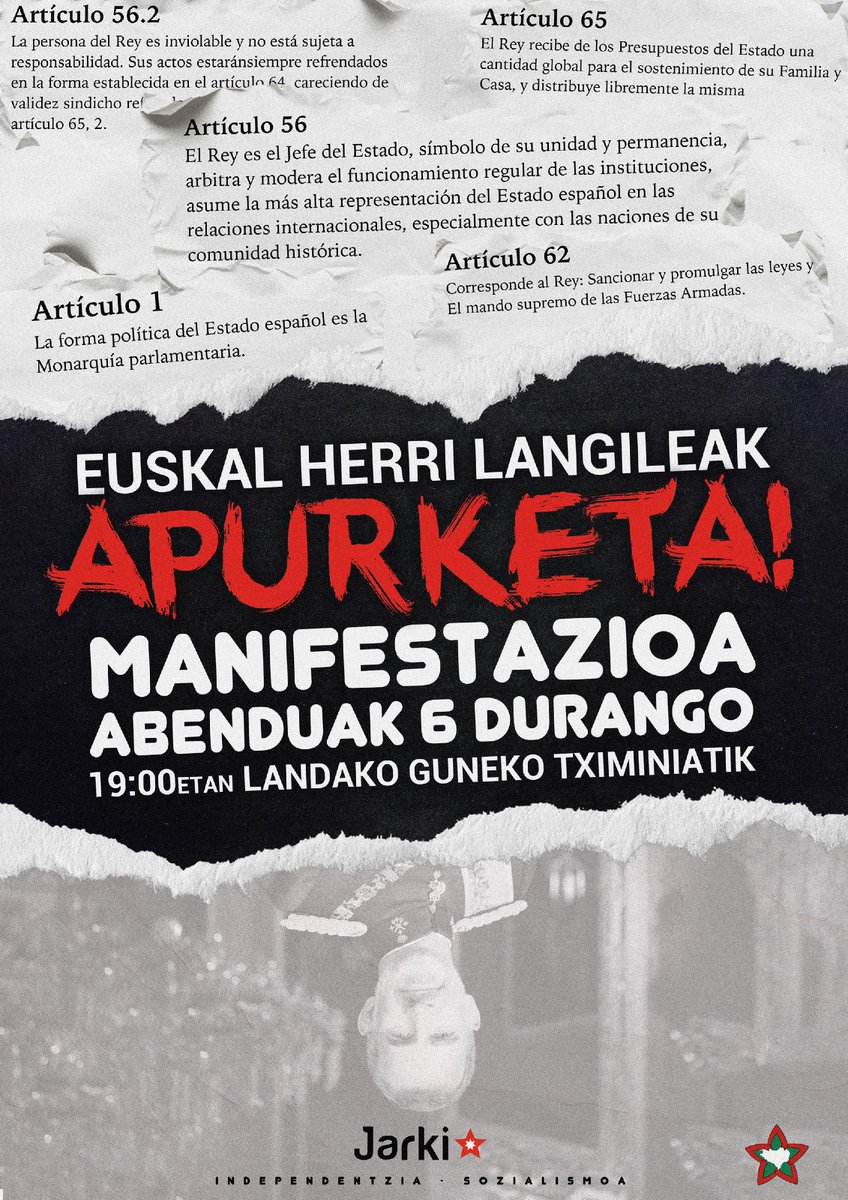 ERREGEA KANPORA!! 

Abenduaren 6an denok Durangora! 

KONSTITUZIOA APURTU