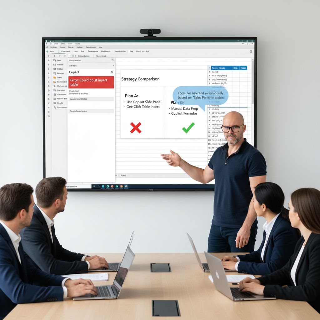 When Copilot in Excel gets glitchy, do not stop using it.

Use it for 𝐭𝐡𝐢𝐧𝐤𝐢𝐧𝐠 not clicking:
let it design formulas, checks and summaries, then apply them yourself.
Still faster than wrestling every cell alone 💡📊