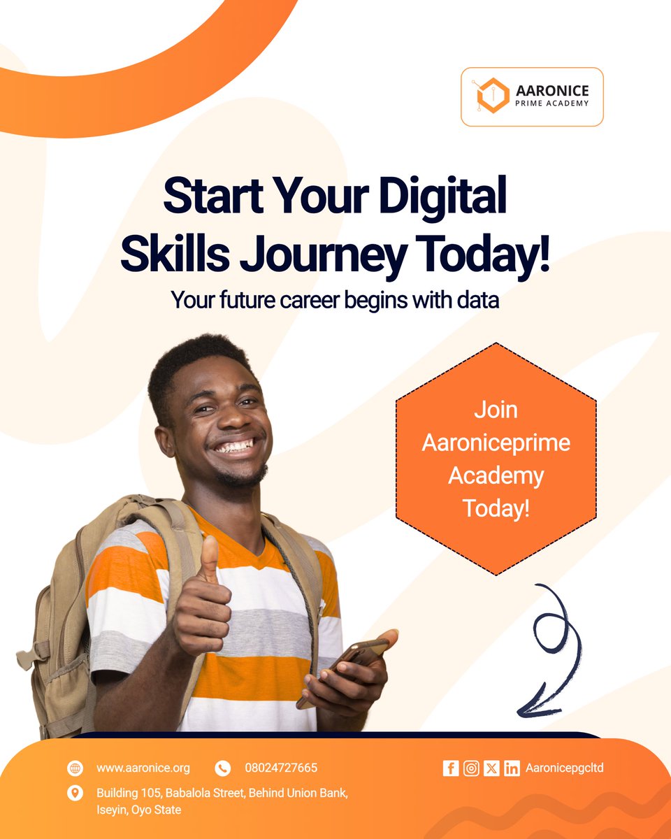 AaronicePGCLtd's tweet image. Data Analysis is in high demand — and YOU can learn it.
Understand trends. Solve problems. Make smarter decisions.
Your tech journey starts now. 📈
#DigitalSkills #DataAnalysis