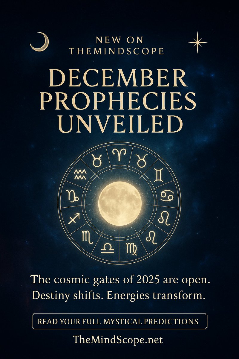 🌙✨ NEW ON THEMINDCOPE — DECEMBER PROPHECIES UNVEILED

The cosmic gates of 2025 are open.
Destiny shifts. Energies transform.
Read your full mystical predictions under the Mysticism &amp; Spirituality category.
Unlock your December fate 👉 TheMindScope.net