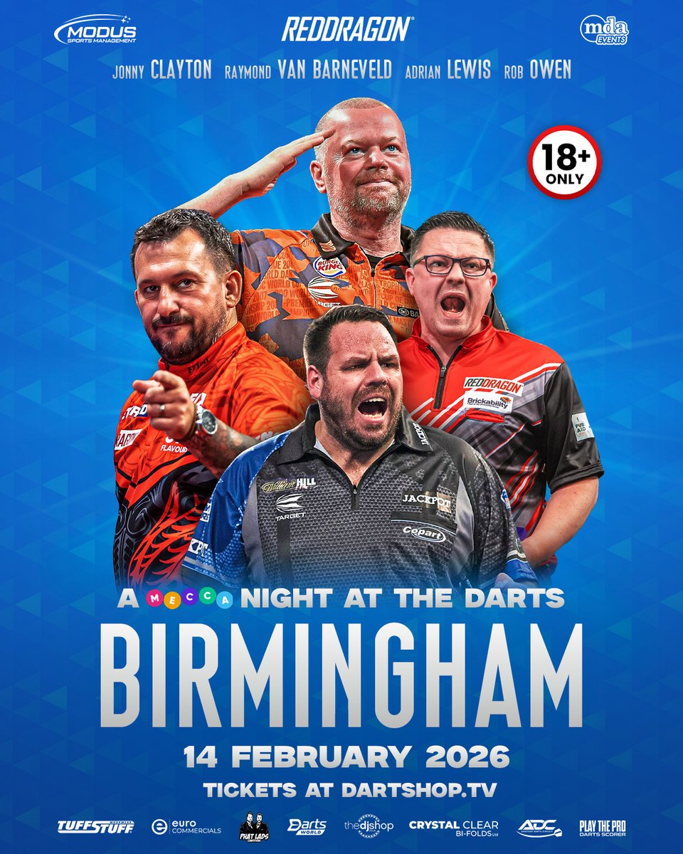 ModusDarts180's tweet image. 🎯Tickets for A Night at the Darts at Birmingham, Wrexham and Swansea are now on sale!

*****PLEASE NOTE*****

Under 18&apos;s are NOT permitted at our shows at Mecca venues, as the venue requires anyone inside their premises to be over 18 by law. Please bear this in mind when…