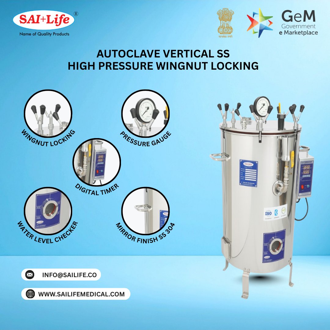 sailifeindia's tweet image. #SaiLifeMedicalDevices #AutoclaveSterilizer #VerticalAutoclave
#SS304Autoclave #HospitalEquipment #MedicalEquipmentManufacturer #HighPressureAutoclave
#LaboratoryAutoclave #SterilizationMachine #AutoclaveMachine
#HospitalFurnitureIndia #MedicalDeviceSupplier #GeMProduct