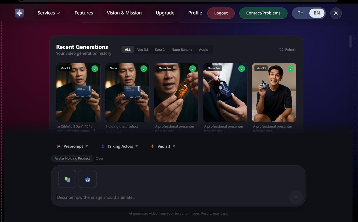 ideapakpaphon's tweet image. Day 17?
Building this saas as a solo dev
This SaaS let you create ai creators for e-commerce / skincare brands.
Try implement proper pre-prompt for cinematic b-roll video