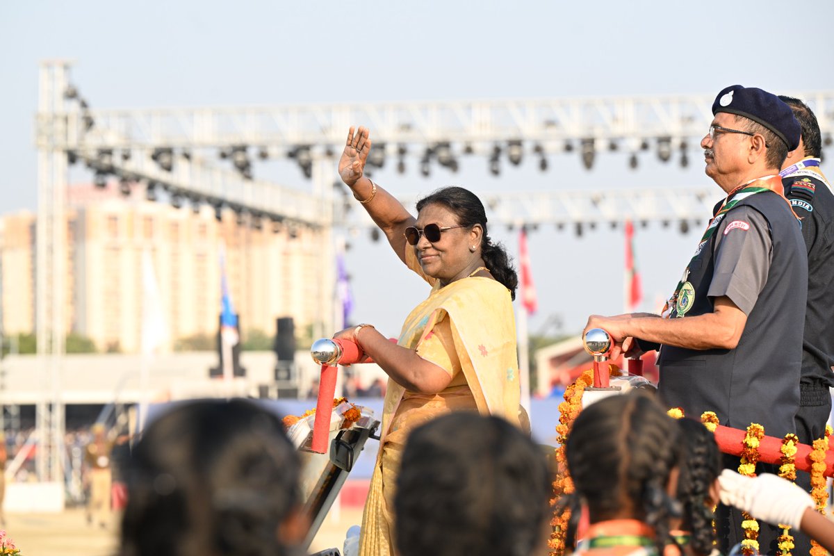 rashtrapatibhvn's tweet image. President Droupadi Murmu graced the closing ceremony of the Diamond Jubilee Celebrations of Bharat Scouts and Guides and addressed its 19th National Jamboree at Lucknow, Uttar Pradesh. The President said that it is a matter of pride that Bharat Scouts and Guides has been guiding…