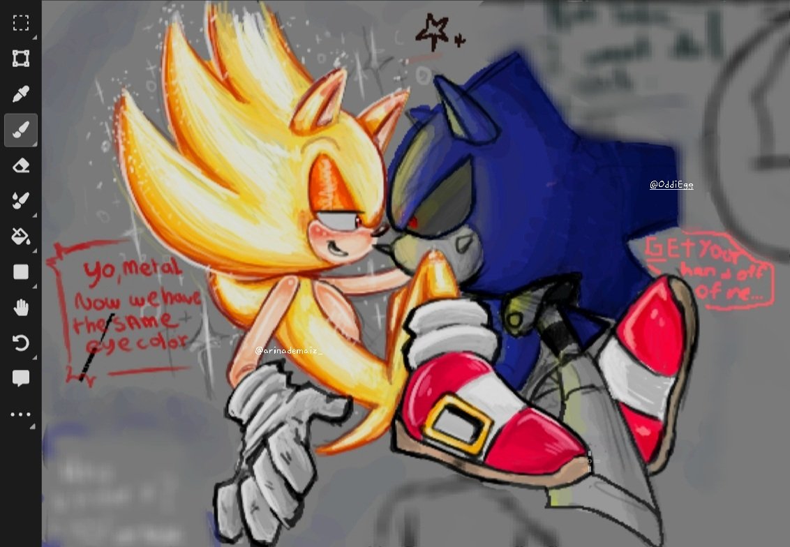 arinademaiz_'s tweet photo. I did this with someone in Magma (i did the drawing, but i only painted Super sonic)
  ♡ :P 
#supersonic #neometalsonic #SonicTheHedeghog #MetalSonic #metonic ?? #collab #fanart https://t.co/tfMF1wn0QU