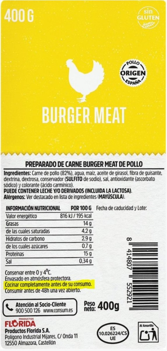 ⚠️ Alerta por presencia de Salmonella en preparado de carne burger meat de pollo.
🚫 No consumir.
▶️Nombre:  Preparado de carne Burger meat de pollo.
▶️Marca: Consum.
▶️Lote: 2830 y 1671.
Fecha de caducidad: 01/12/2025 (ambos lotes).
📌shorturl.at/797vr