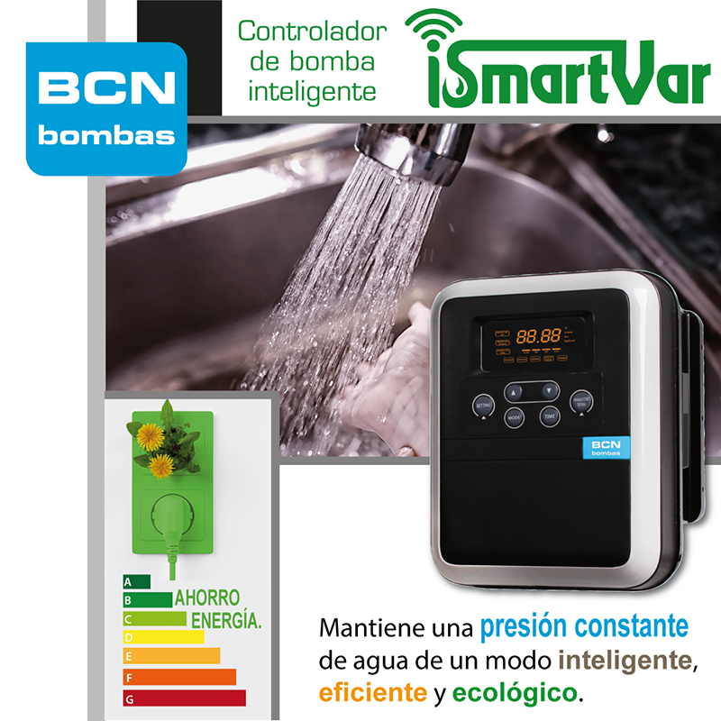 iSmartVar de BCN Bombas
El controlador de bomba inteligente con variador de frecuencia integrado, ideal para grupos de presión con bombas trifásicas. Mantienen una presión constante independientemente del caudal demandado.
