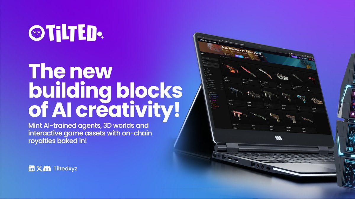 tiltedxyz's tweet image. 🧩🎮 The new building blocks of AI creativity.

Tilted is redefining how digital creators build — launching the first AI Asset Marketplace where code, art, and intelligence merge into tradable form.

Here, creators mint AI-trained agents, 3D worlds, and interactive game assets…