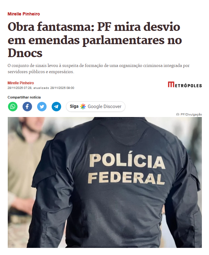 Por isso eles odeiam o Flávio Dino, odeiam a Polícia Federal
Faz todo sentido! Operação fantasma neles