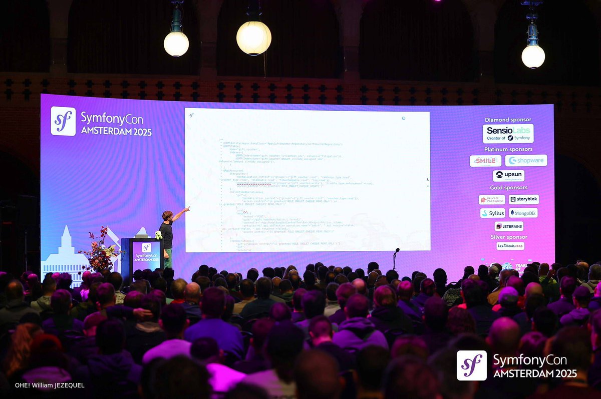 symfonycon's tweet image. ✨ Just a second ago: Mathias Arlaud (@matarld) with “API Platform 4: Forget What You Used to Know”

At #SymfonyCon Amsterdam 2025, Mathias is revealing the major changes in API Platform 4!!! 💻🚀💜

#Symfony #PHP #TechConference #APIPlatform #DevTips #SymfonyCommunity