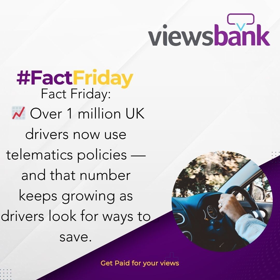 viewsbank's tweet image. 📊 FACT FRIDAY — Insights About Telematics Insurance

#FactFriday #Telematics #UKInsurance #CarFacts #MotorInsights