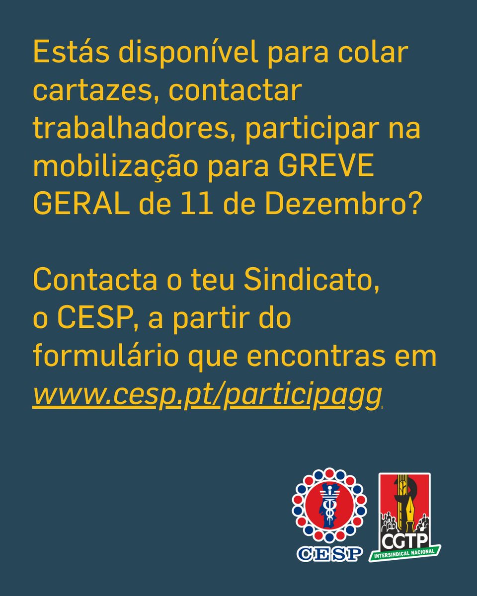 Participa na construção da Greve Geral!

Inscreve-te no formulário que encontras em cesp.pt/participagg