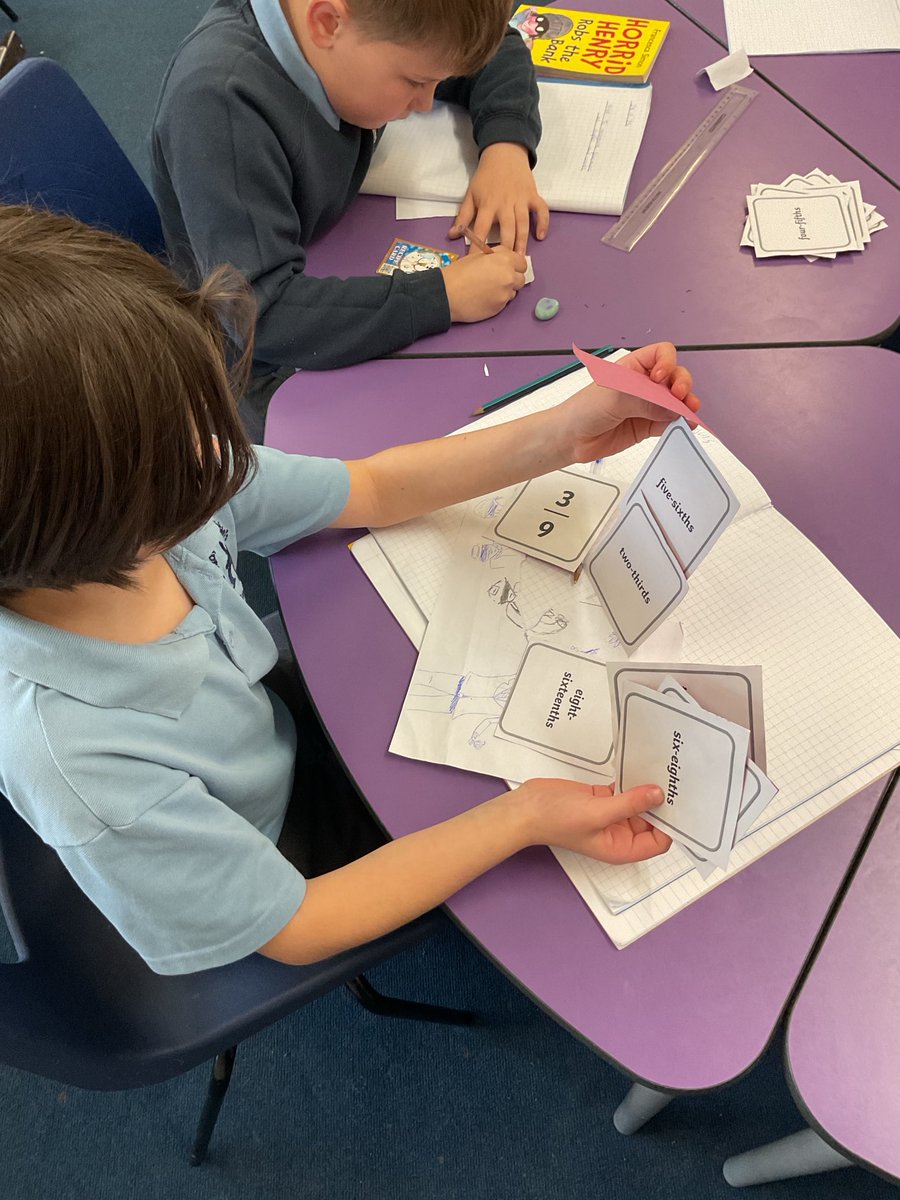 OLSMtweeters's tweet image. Year 5 having fun with fractions, learning key skills through collaboration and reasoning, #mathsisfun #ambitiouscapablelearners #creativelearning