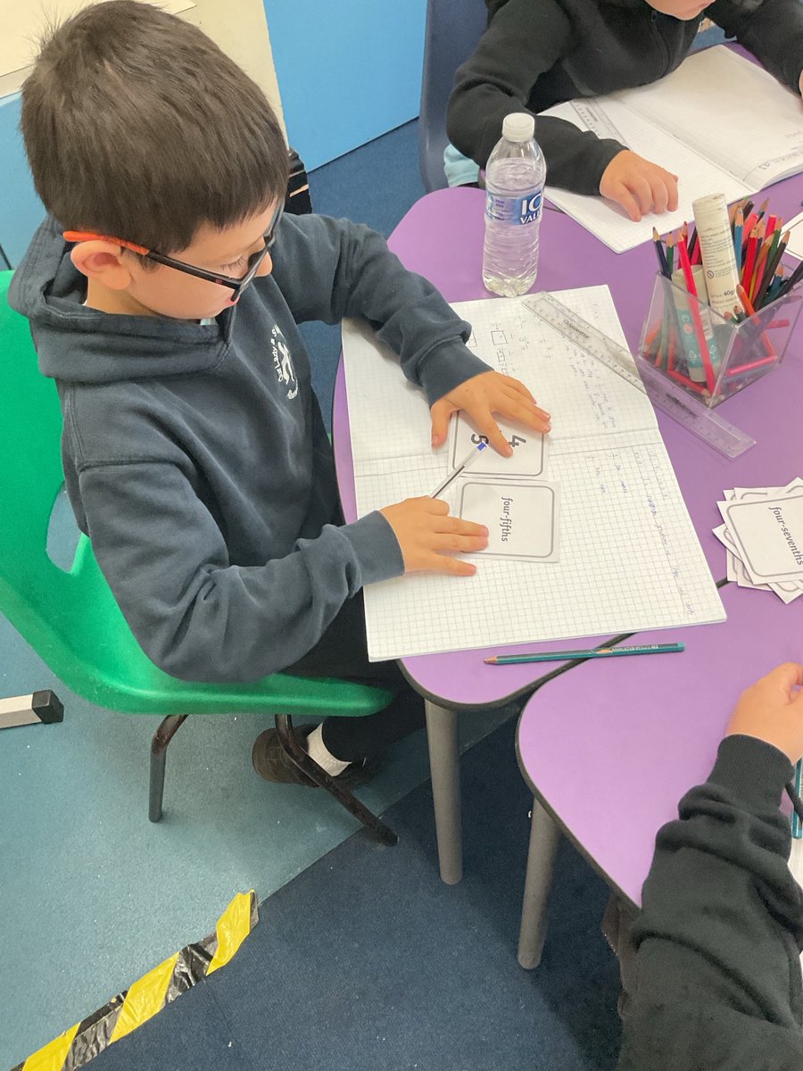 OLSMtweeters's tweet image. Year 5 having fun with fractions, learning key skills through collaboration and reasoning, #mathsisfun #ambitiouscapablelearners #creativelearning